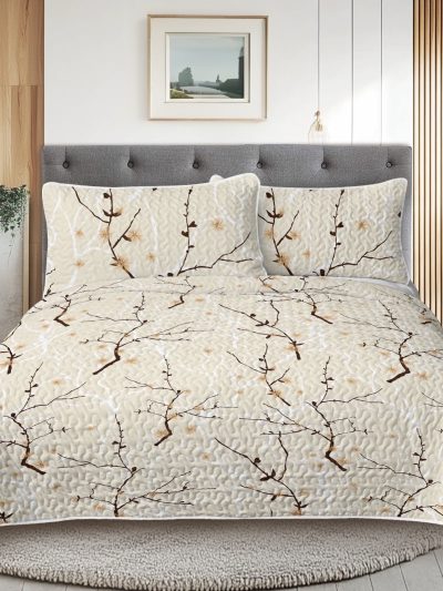 Sleepwish 3 Pieces Quilt Set Twin Size, Colorful Flower Fall Leaves Bedding Set Lightweight Bedspreads Bed Cover