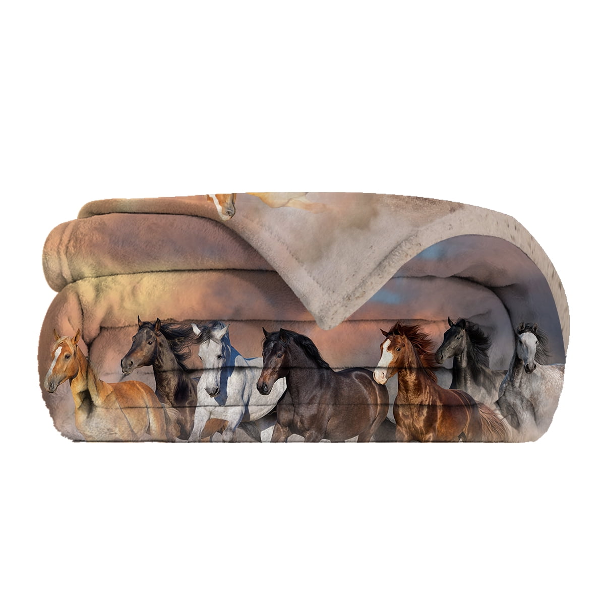 Sleepwish Flannel Fleece Blanket, Horse Blanket Brown Blanket Throws for Couch Sofa, 50x60" - Image 3