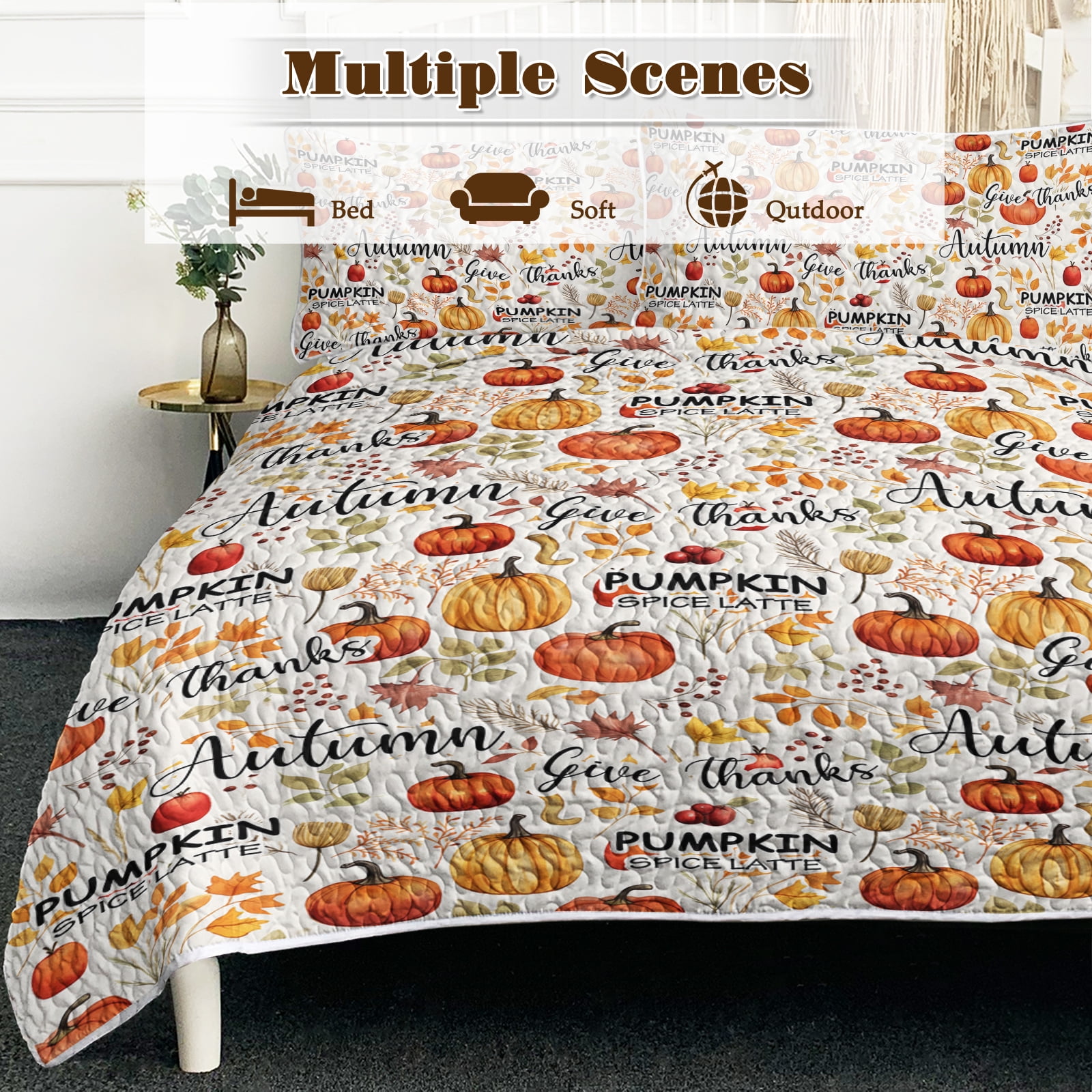 Sleepwish 3 Pieces Quilt Set Twin Size, Colorful Flower Fall Leaves Bedding Set Lightweight Bedspreads Bed Cover - Image 28