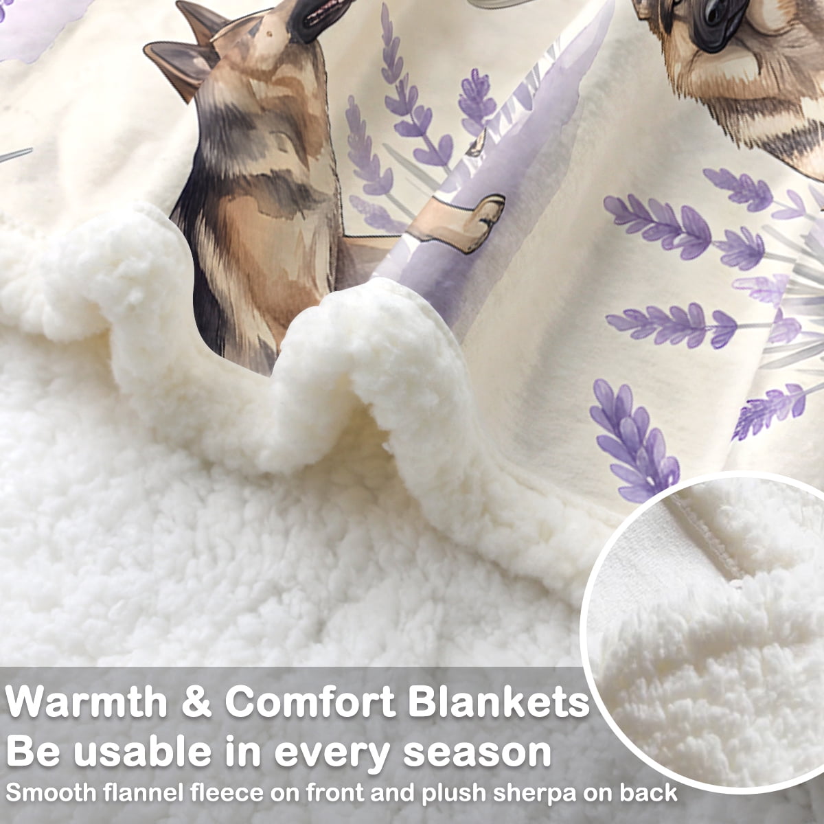 Sleepwish Dog Throw Blanket Flannel Fleece Blanket, German Shepherd Blanket Brown Throws for Couch Sofa, 50x60" - Image 14