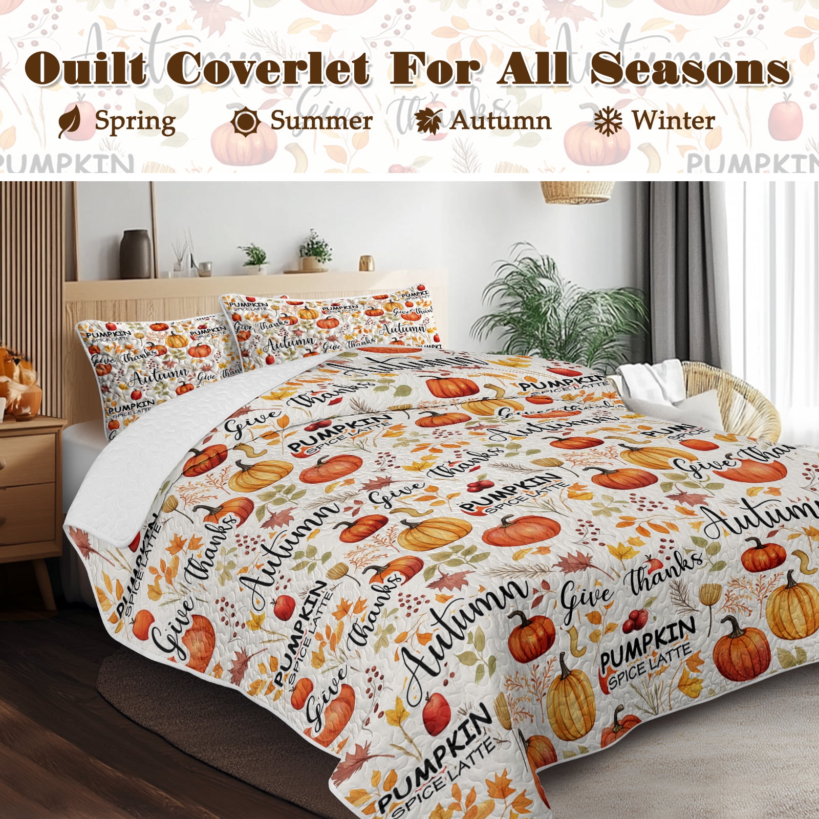 Sleepwish 3 Pieces Quilt Set Twin Size, Colorful Flower Fall Leaves Bedding Set Lightweight Bedspreads Bed Cover - Image 25