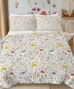 Sleepwish Kids Comforter Set, 3-Piece Mushroom Pastoral Bedding Sets for Girls Queen