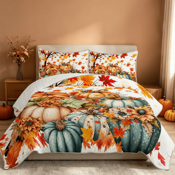 Sleepwish 3 Pieces Quilt Set Twin Size, Colorful Flower Fall Leaves Bedding Set Lightweight Bedspreads Bed Cover - Image 13