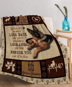 Sleepwish Dog Throw Blanket Flannel Fleece Blanket, German Shepherd Blanket Brown Throws for Couch Sofa, 50x60"