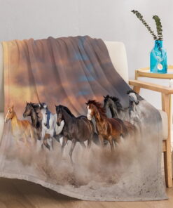 Sleepwish Flannel Fleece Blanket, Horse Blanket Brown Blanket Throws for Couch Sofa, 50x60"
