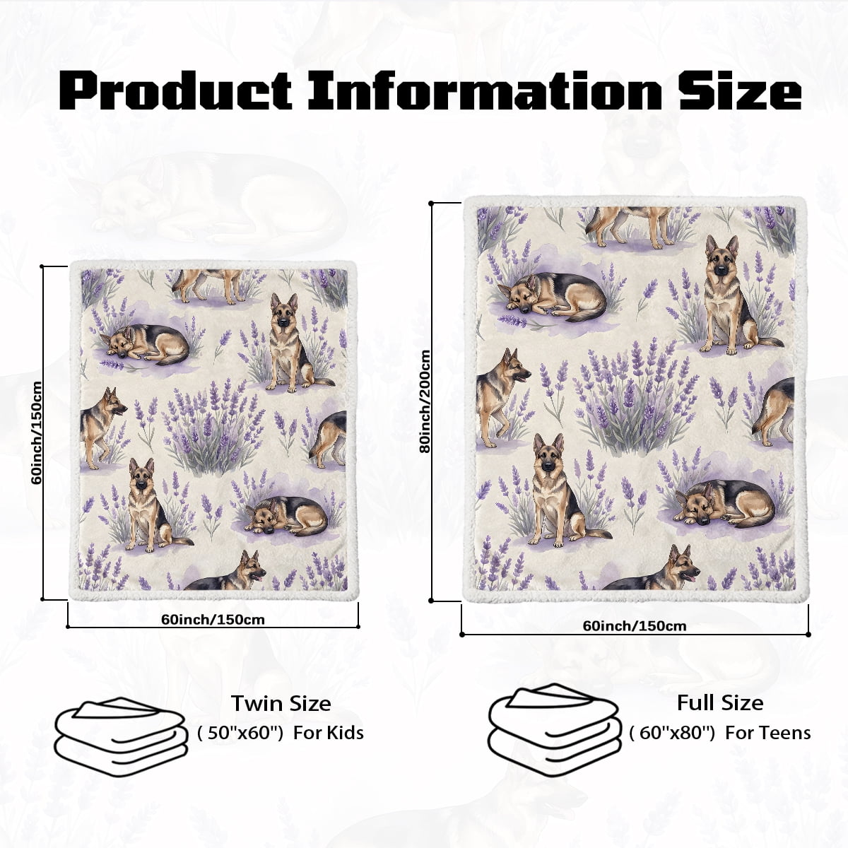 Sleepwish Dog Throw Blanket Flannel Fleece Blanket, German Shepherd Blanket Brown Throws for Couch Sofa, 50x60" - Image 13