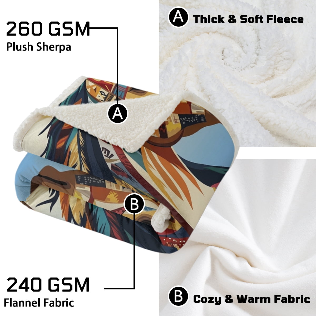 Sleepwish Flannel Fleece Blanket, Horse Blanket Brown Blanket Throws for Couch Sofa, 50x60" - Image 14