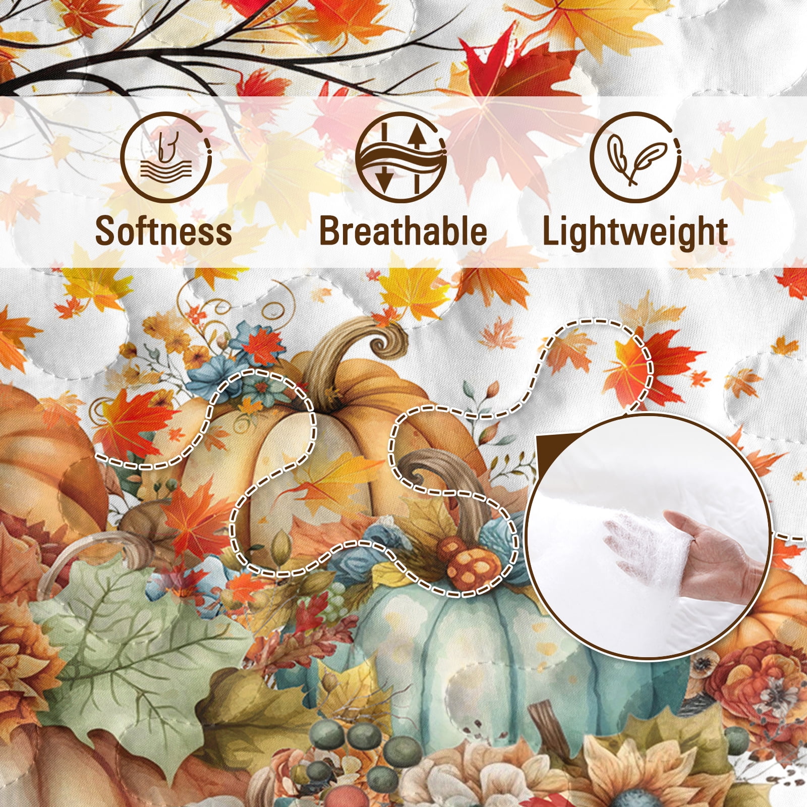 Sleepwish 3 Pieces Quilt Set Twin Size, Colorful Flower Fall Leaves Bedding Set Lightweight Bedspreads Bed Cover - Image 18