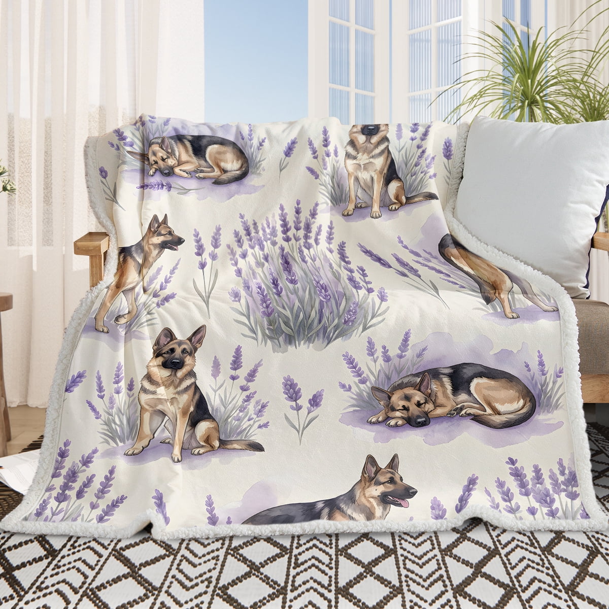 Sleepwish Dog Throw Blanket Flannel Fleece Blanket, German Shepherd Blanket Brown Throws for Couch Sofa, 50x60" - Image 16