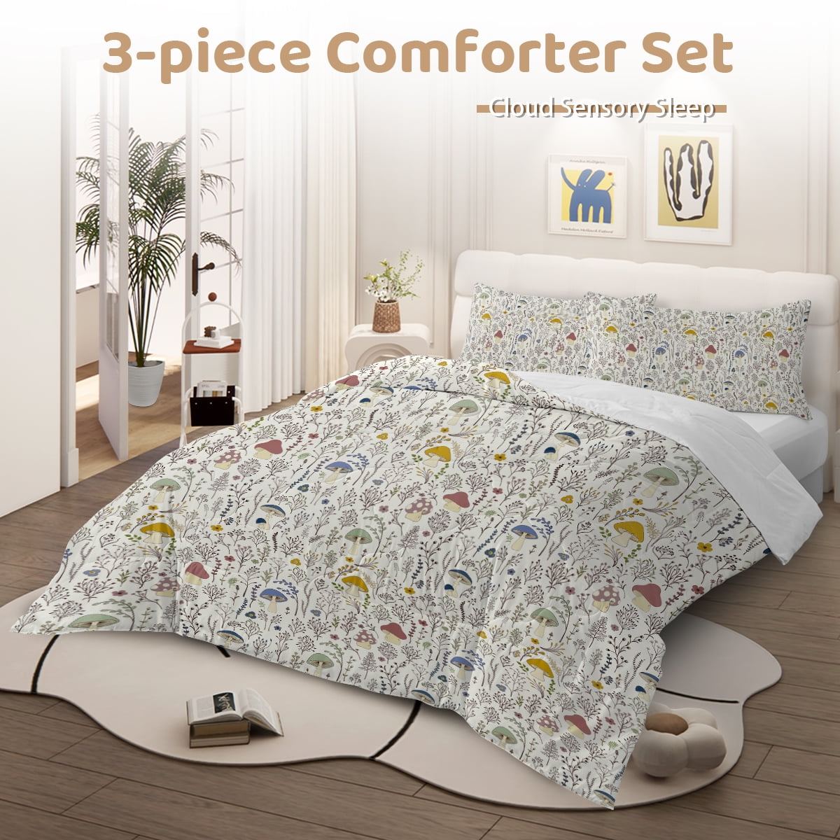 Sleepwish Kids Comforter Set, 3-Piece Mushroom Pastoral Bedding Sets for Girls Queen - Image 7