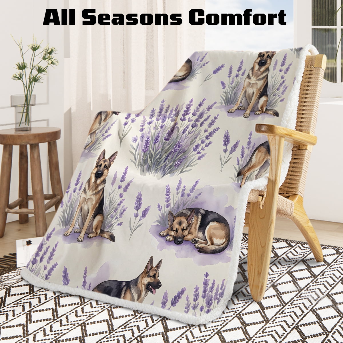 Sleepwish Dog Throw Blanket Flannel Fleece Blanket, German Shepherd Blanket Brown Throws for Couch Sofa, 50x60" - Image 12